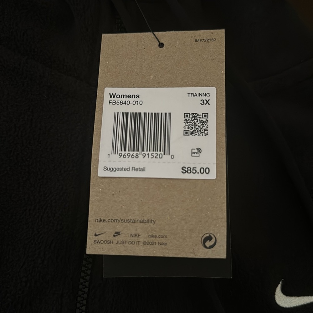 Nike Plus Size Therma-FIT Full-Zip Fleece Black Hoodie NWT - Picture 14 of 14